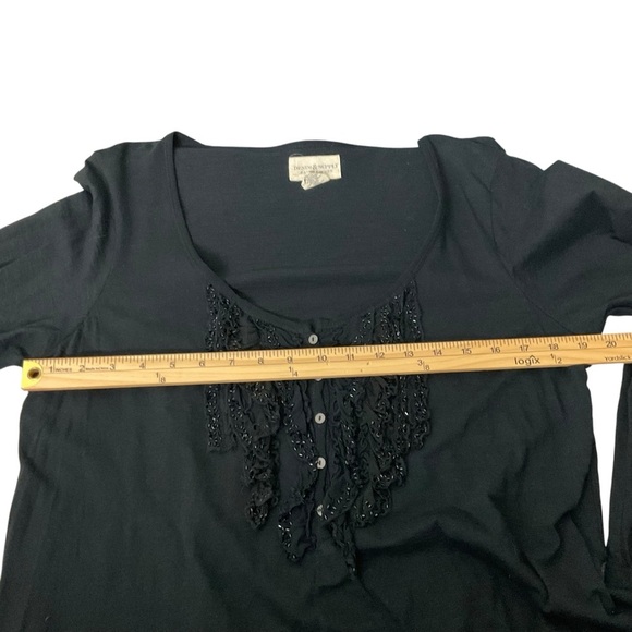 Denim & Supply Ralph Lauren Black Scoop Neck 3/4 Sleeve Embellished Blouse - Picture 5 of 7
